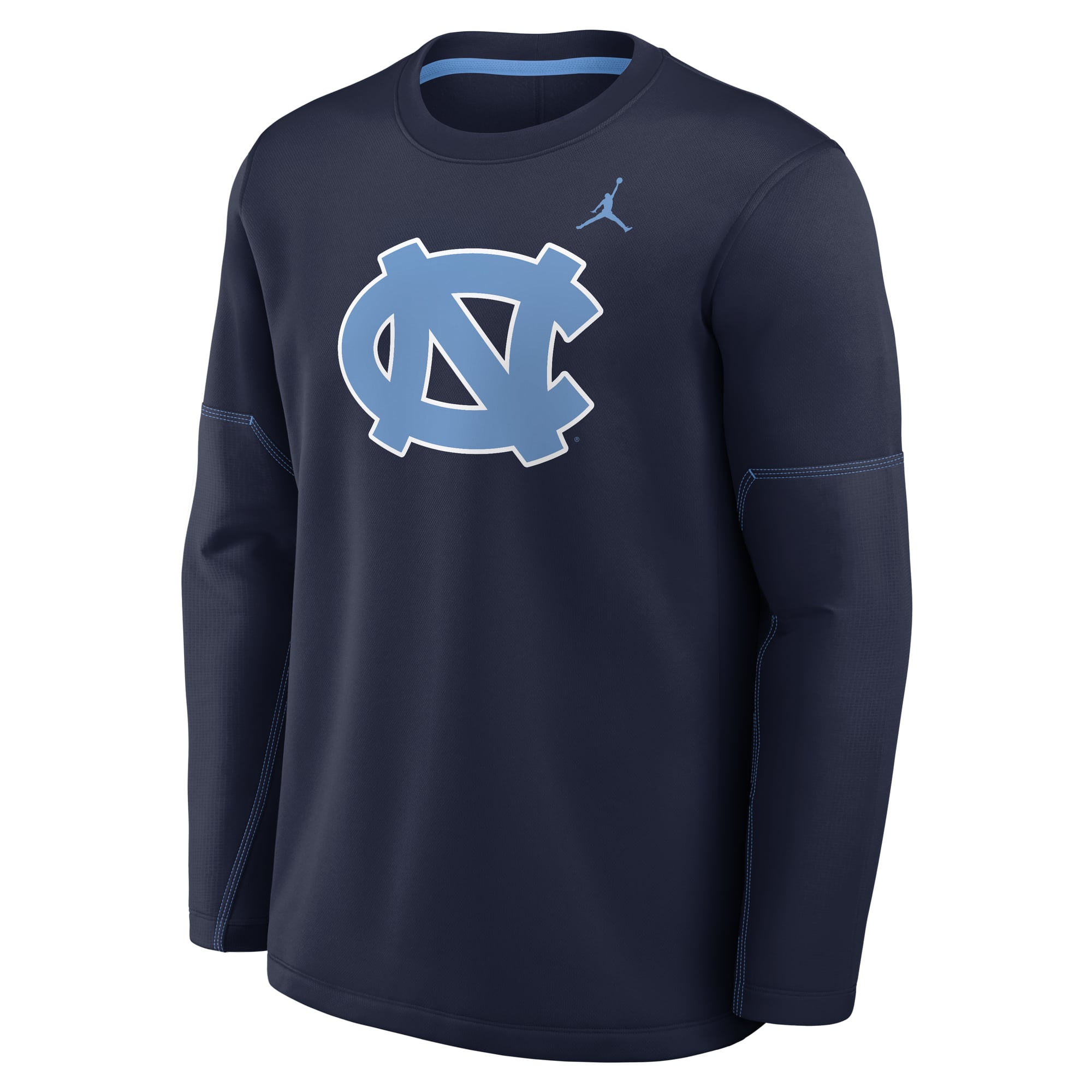 Haut à manches longues Jordan Brand bleu marine North Carolina Tar Heels 2026 Sideline Coaches Therma-FIT pour homme